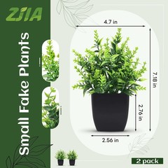 ZJIA 2 Pack Small Fake Plants Black Bathroom 7.18″H × 4.7″W,