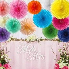 20 PCS Multicolor Rainbow Paper Fans Decorations Party Honeycomb Hanging
