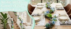 1Pcs Artificial Hydrangea Flower Garland, Faux Butterfly Floral Vine with