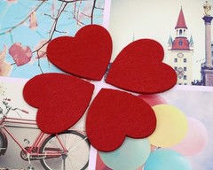 50PCS (Red, 50mm) Felt Hearts Cutout for Valentine’s Day Wedding Decoration Scr