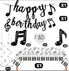 40 Pieces Music Theme Party Decorations Set Include Music Latex Foil Balloons