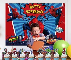 Spiderman Marvel Superhero Happy Birthday Backdrop 5×3.5ft Party Decoration