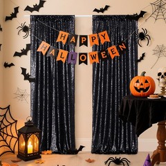 Black Sequin Backdrop Curtains, 2 Panels 2FTx8FT Glitter Photo Booth Backdrop