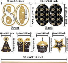 80th Birthday Centerpiece Sticks Gold Glitter Table Toppers Decor 24 Pack Party!