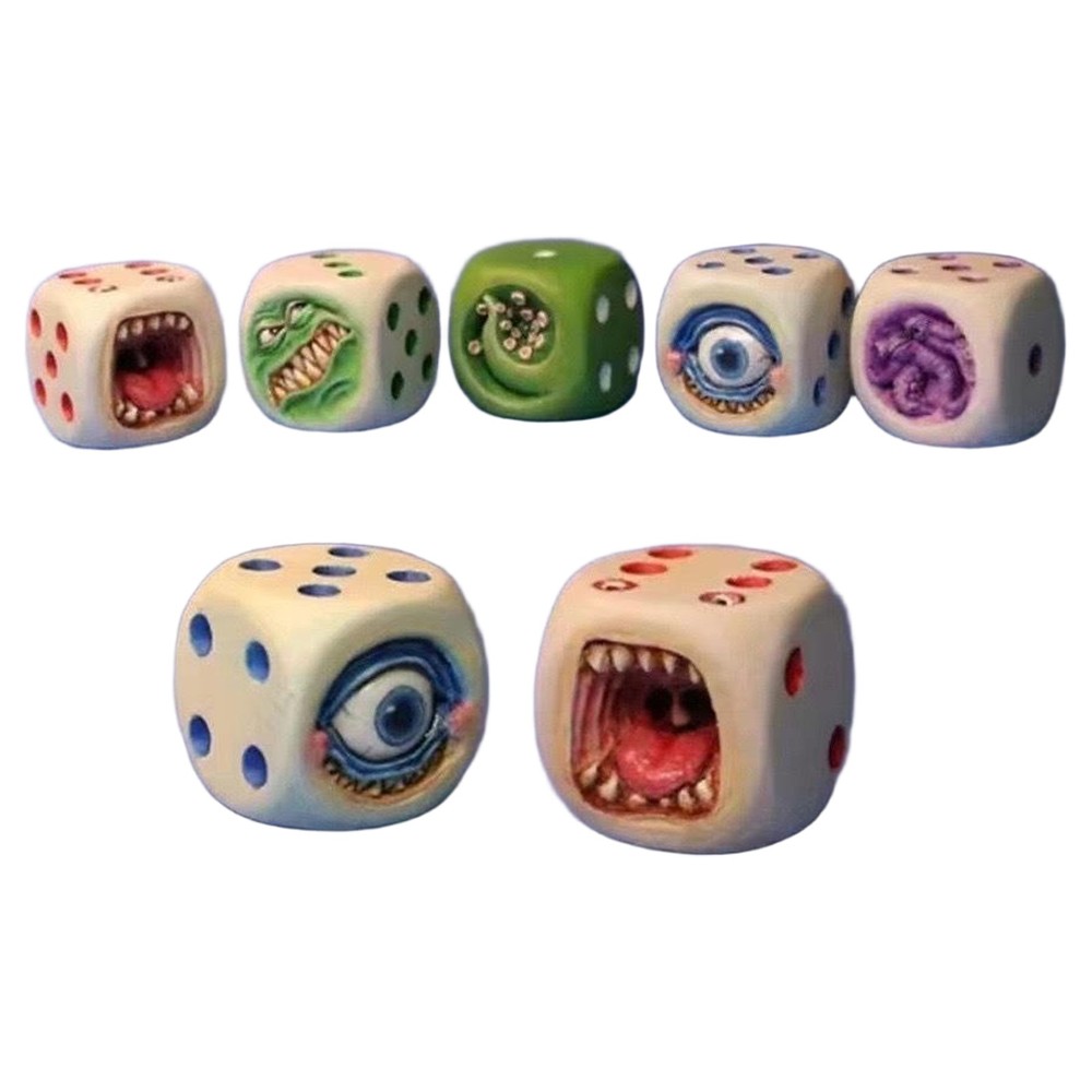 5 Pcs Funy Resin Dice Set Halloween Tabletop Game Dice Props Weird Dice Party