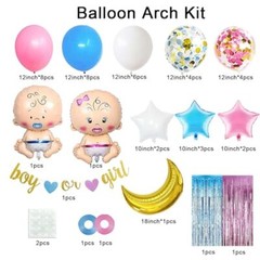 Gender Reveal Decoration, Pink and Blue Balloon Garland Kit Gold Moon&Stars