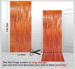 3.2Ft x 6.56ft.2Pack Orange Metallic Tinsel Foil Fringe CurtainsParty Decoration