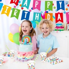 Happy Birthday Decorations: Party Supplies Set with Multicolor