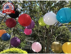 10Pcs White Round Paper Lanterns Hanging Lamp Decorative for Party Celebration