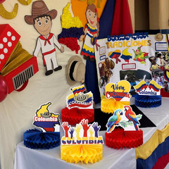 9 Pcs Colombia Party Decorations Theme Honeycomb Centerpieces Yellow Blue Red Fl