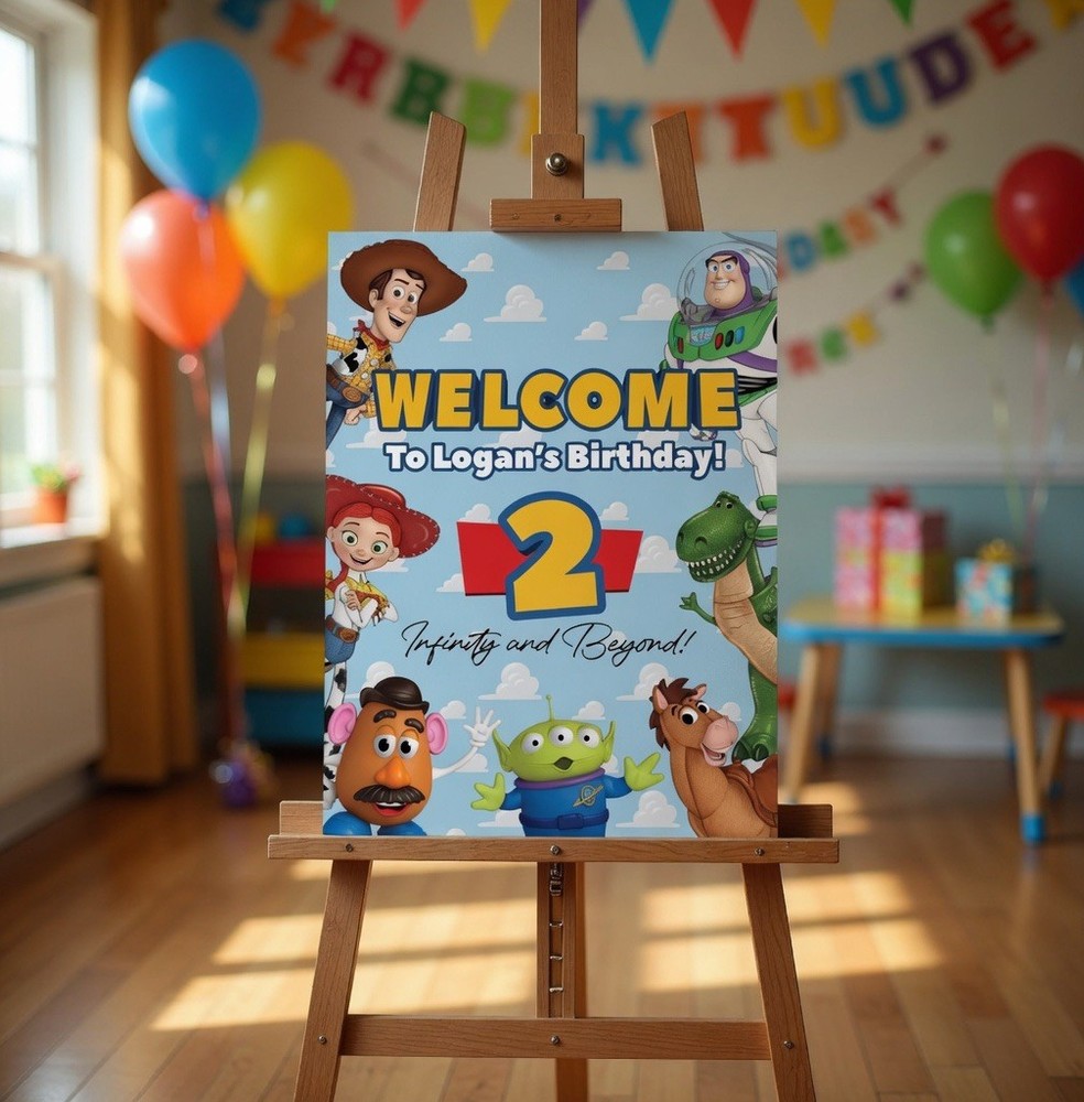 Personalised Printed Toy Story Birthday Foam Board Event Welcome Sign A3