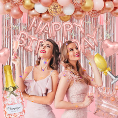 Rose Gold Birthday Party Decorations for Women Girls, Rose Gold Pink Confetti Fo