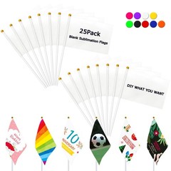 25 Pack Solid White Blank Flags Small Mini White DIY Graffiti Flags on Stick,…