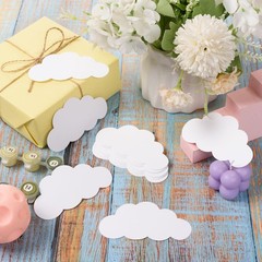 200 Pcs White Cloud Cutouts – 4 Inch Paper Cloud Shapes Die Cut Double Sided