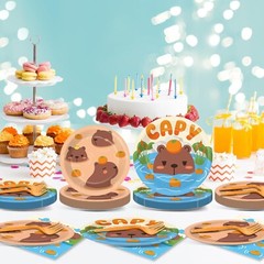 96Pcs Capybara Party Supplies Plates Napkins Decor Dinnerware Animal Theme fo…