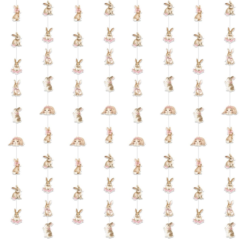 8Pcs Bunny Garland, Pink Bow Floral Bunny Garlands Cute Rabbit Theme Hanging …