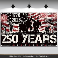 USA 250th Anniversary Banner 1776-2026 Patriotic Backdrop 6×3.6Ft Freedom
