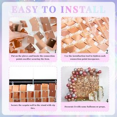 10 Pcs Rose Gold Shimmer Wall Backdrop Panels Sequins for Birthday Party