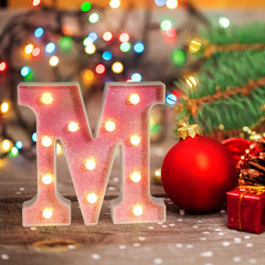 Pink Light up Letters，Pink Party Decorations,Girls Room Decor,Glitter Light Up L