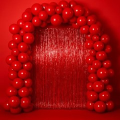 .x 6.6 ft Foil Fringe Backdrop Curtains, Tinsel Streamers Party 3 Red