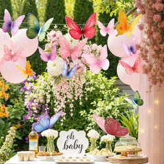 18 Pcs Large Butterfly Party Decorations 2 Sizes 3D Paper Butterfly Wall Decor