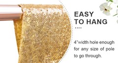 Gold Sequin Backdrop Curtains 2x8ft 2 Panels – High Density 3mm Shimmer Sequin