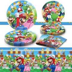 New Super Mario Party Supplies Balloon Kids Birthday Decoration Tableware Banner