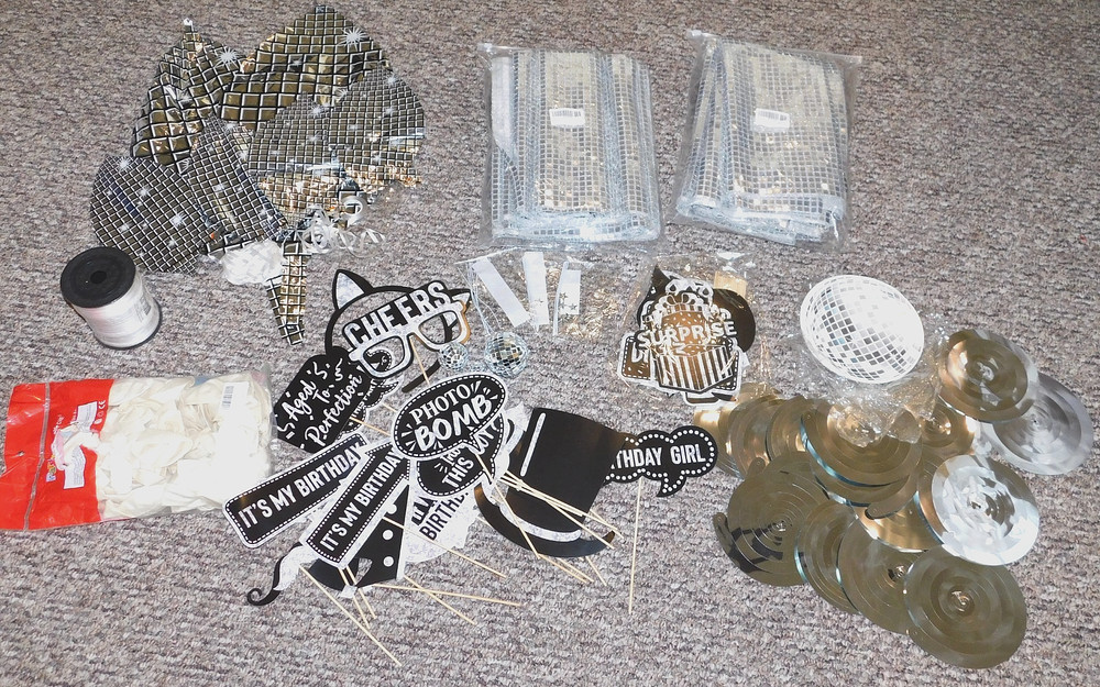 LRG LOT Disco Table Runner Birthday Wedding Party Decorations Balloons Photo Bth