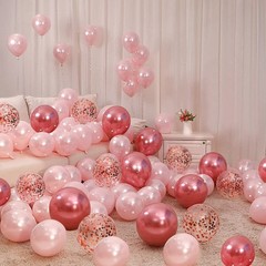 Valentines Day Balloons Kit, 101 Pack Rose Gold Pink Heart Balloons with Rose…