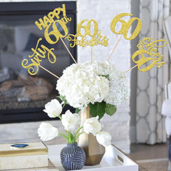 15 Pack Happy 60th Birthday Party Decorations, 60th Birthday Centerpieces Sticks