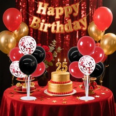 Balloon Centerpiece Kit 4 Sets Red and Black for Birthday Graduation Wedding …