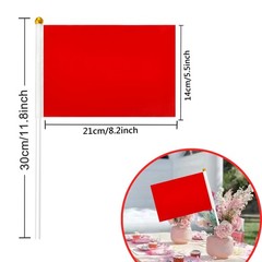 25 Pack Solid Red Flags Small Mini Red DIY Graffiti Flags on Stick,Party Decorat