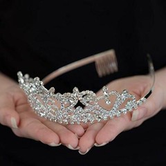 Sweet 16 Tiara 16th Birthday Party Accessories Supplies, Crown Silver (16 Heart)