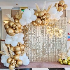 White and Gold Balloons Garland Kit, 124pcs White Metallic Gold Confetti Ball…