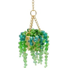 Lightweight Plastic Beaded Hanging Basket for Car Rearview Mirror Decor 15cm
