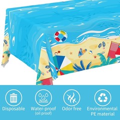 Plastic Tablecloth 3-Pack Waterproof Hawaiian Summer Birthday Pool Party Decor