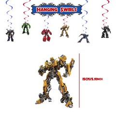Transformers Swirls Birthday Party Bunting Bumblebee Optimus Prime Garland 6pcs