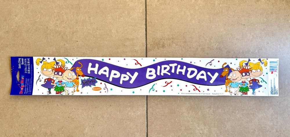 NEW DESIGNWARE REUSABLE «RUGRATS» STATIC CLING HAPPY BIRTHDAY BANNER- 1997