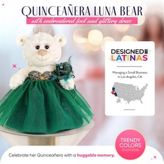 Large 20” Quinceañera Teddy Bear Centerpiece – Elegant Dress, Oversized Keeps…