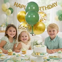 4 Set Green and Gold Balloon Centerpieces for Table Prom, Balloon Stand Cente…