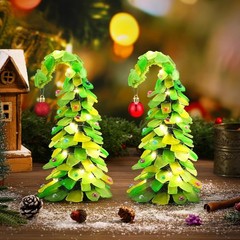 2 Pack DIY Sea Glass Christmas Tree Handmade Kit Tabletop Pearl Beach Lime