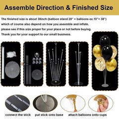 Black and Gold Party Decorations 4 Set Balloon Stand Table Centerpieces for M…