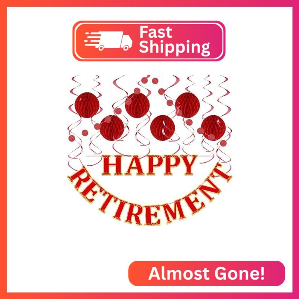 LITAUS Retirement Party Decorations Kit for Women – 16-Piece Elegant Red Set wit
