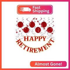 LITAUS Retirement Party Decorations Kit for Women – 16-Piece Elegant Red Set wit