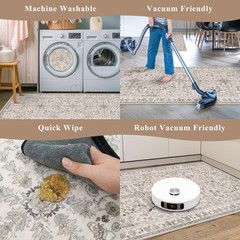 Kitchen Rugs Non-Slip Washable 2 Piece, Modern Boho Low Pile Stain-Resistant …