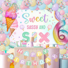 Sweet Sassy and Six Birthday Decorations for 6 Year Old Girl Birthday Party Deco