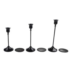 Metal Brass Candlestick Set Three Pieces with Conical Design for Classic Decor