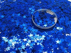 Blue Glitter Star Confetti 20mm Metallic Stars Foil Table Scatter 250 Grams