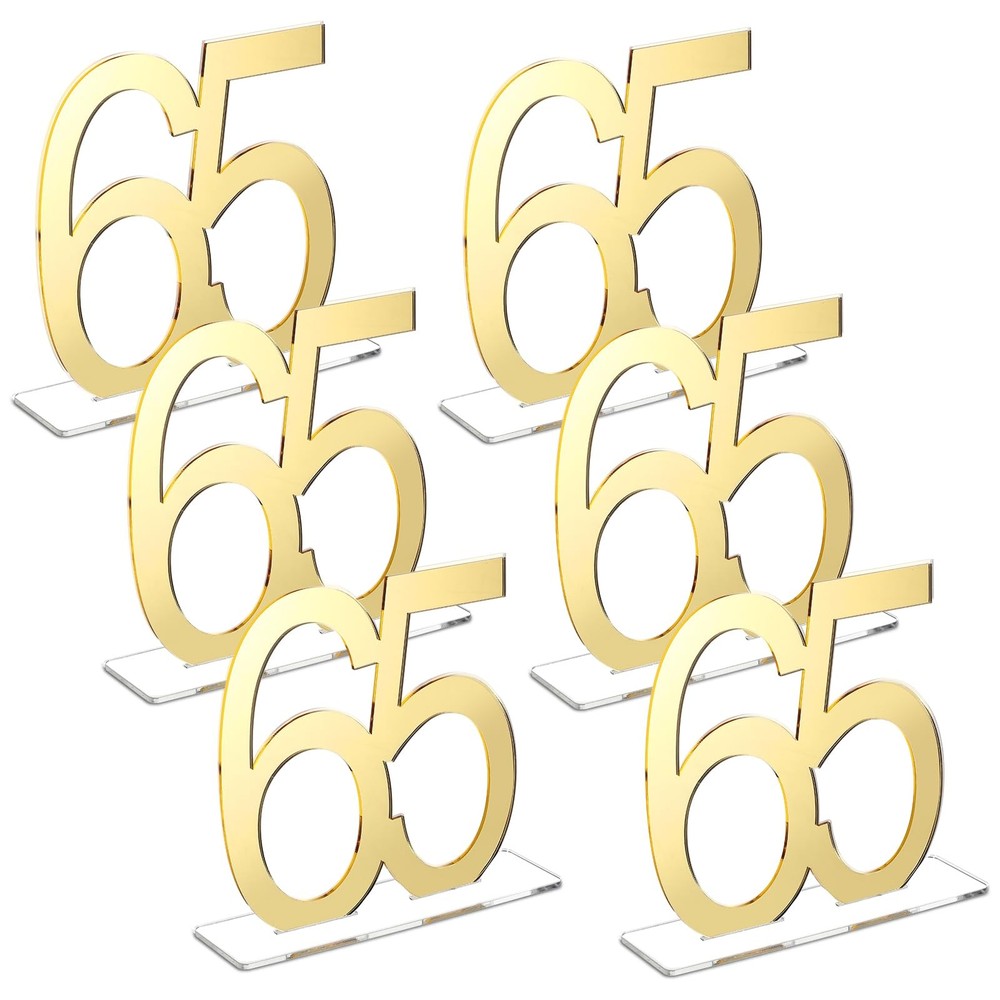 Mirror Gold 65th Birthday Decorations for Men and Women Acrylic Anniversary D…
