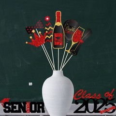 Graduation Photo Booth Props-Red Class of 2026 Party Red